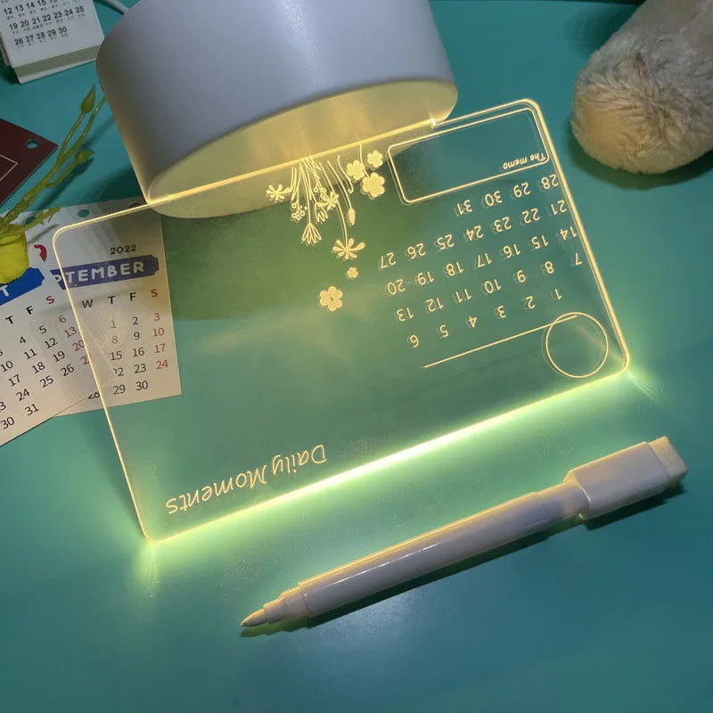 Luminária 3D Lousa Acrílica em Formato de Calendário